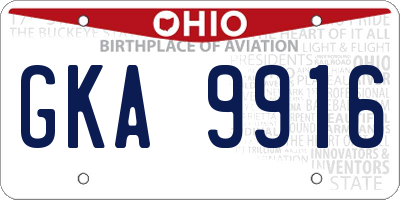 OH license plate GKA9916