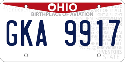 OH license plate GKA9917