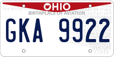 OH license plate GKA9922