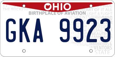 OH license plate GKA9923