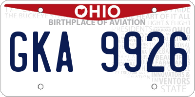 OH license plate GKA9926