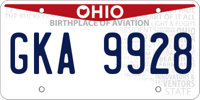 OH license plate GKA9928