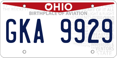 OH license plate GKA9929
