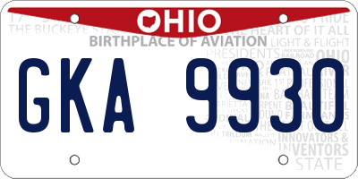 OH license plate GKA9930