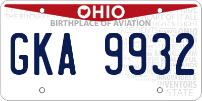 OH license plate GKA9932