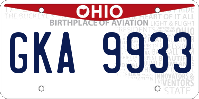 OH license plate GKA9933