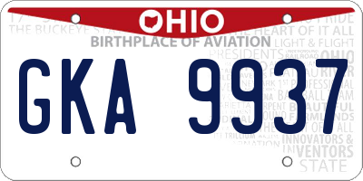 OH license plate GKA9937