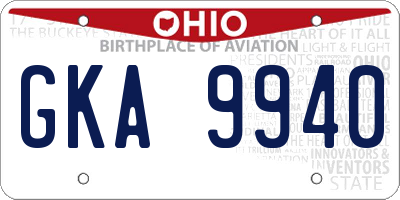 OH license plate GKA9940