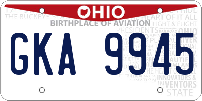 OH license plate GKA9945