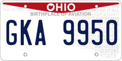 OH license plate GKA9950