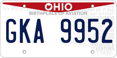 OH license plate GKA9952