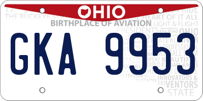 OH license plate GKA9953
