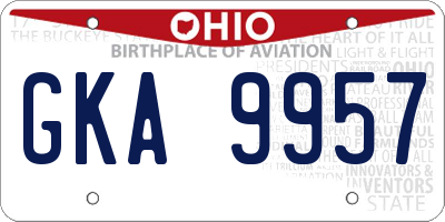 OH license plate GKA9957