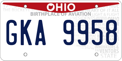 OH license plate GKA9958
