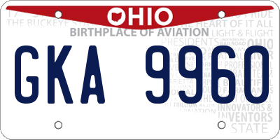 OH license plate GKA9960