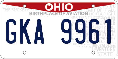 OH license plate GKA9961