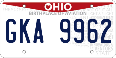 OH license plate GKA9962
