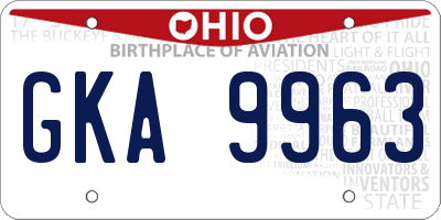 OH license plate GKA9963