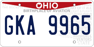 OH license plate GKA9965