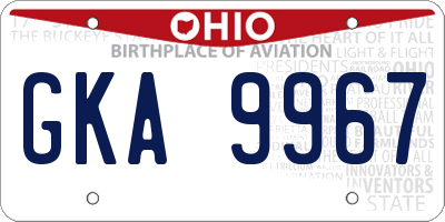 OH license plate GKA9967