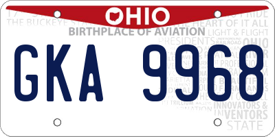 OH license plate GKA9968