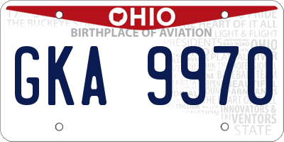 OH license plate GKA9970