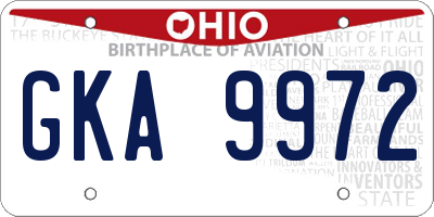 OH license plate GKA9972