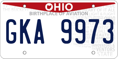 OH license plate GKA9973