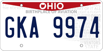 OH license plate GKA9974