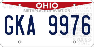 OH license plate GKA9976