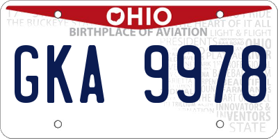 OH license plate GKA9978