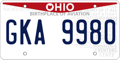 OH license plate GKA9980