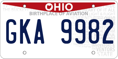 OH license plate GKA9982