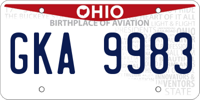 OH license plate GKA9983