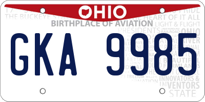 OH license plate GKA9985