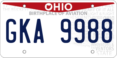 OH license plate GKA9988