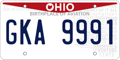 OH license plate GKA9991