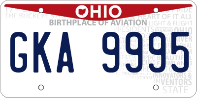 OH license plate GKA9995