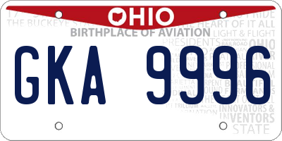 OH license plate GKA9996