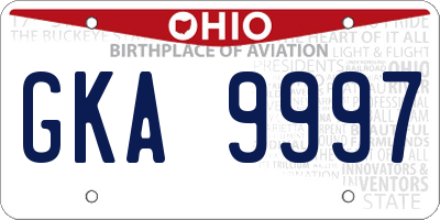 OH license plate GKA9997