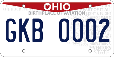 OH license plate GKB0002