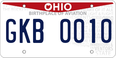 OH license plate GKB0010