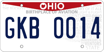 OH license plate GKB0014