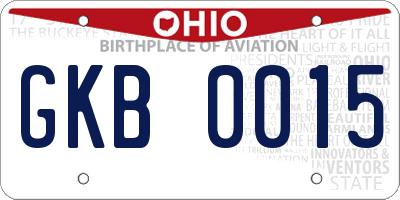 OH license plate GKB0015