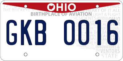 OH license plate GKB0016