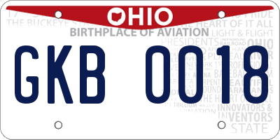OH license plate GKB0018