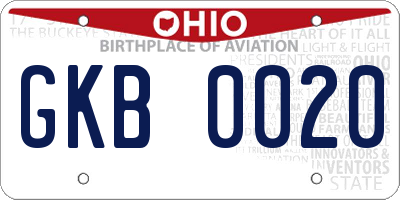 OH license plate GKB0020