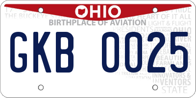 OH license plate GKB0025