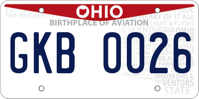 OH license plate GKB0026