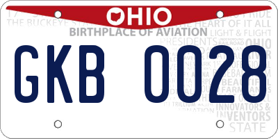 OH license plate GKB0028